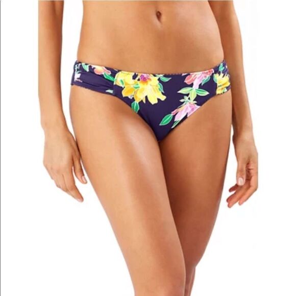Tommy Bahama Sun Lilies Side Shirred Hipster Swim Bottoms Lrg - Picture 1 of 6